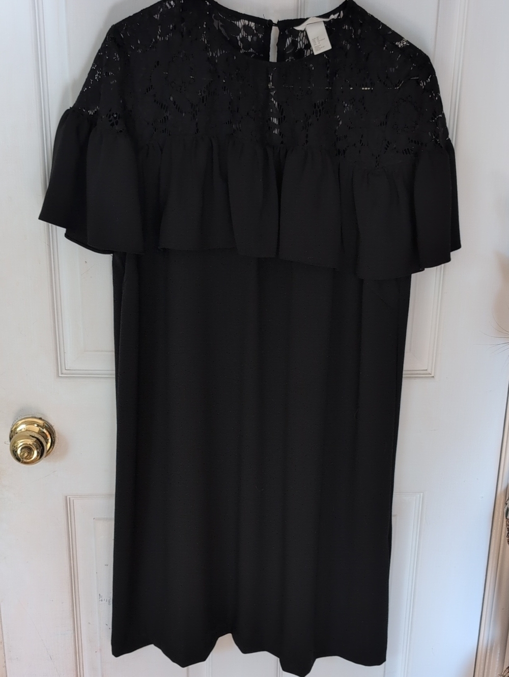 H&M Black Lace Ruffle Midi Dress